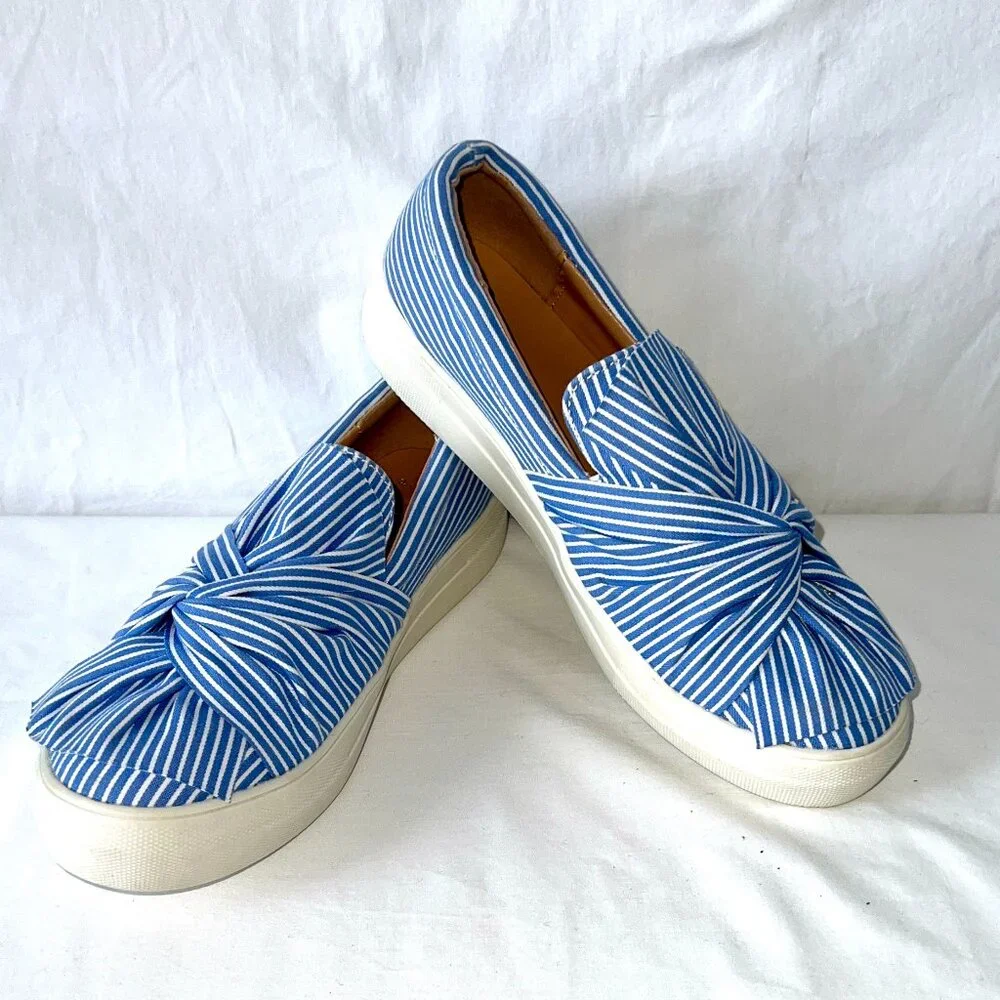 A New Day Blue & White Striped Canvas Slip Ons, Size 8 Like New! - Picture 12 of 12